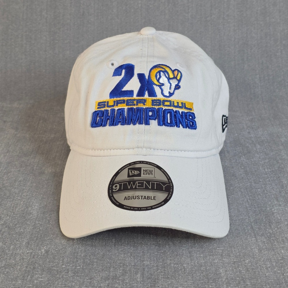 New Era 9TWENTY Hat Mens OSFA White Los Angeles Rams 2x Super Bowl Champions Cap